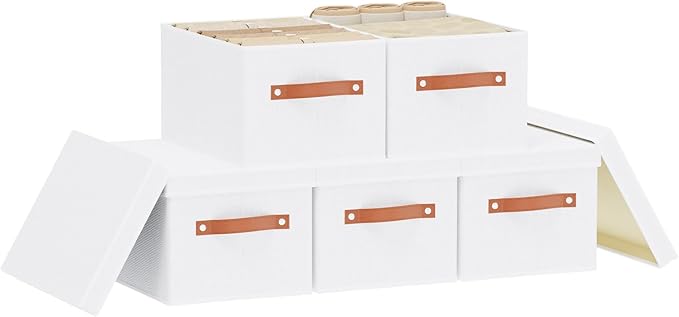 Fabric Storage Bins, 7.1 x 9.1 x 13 Inch Clothes Boxes by YheenLf