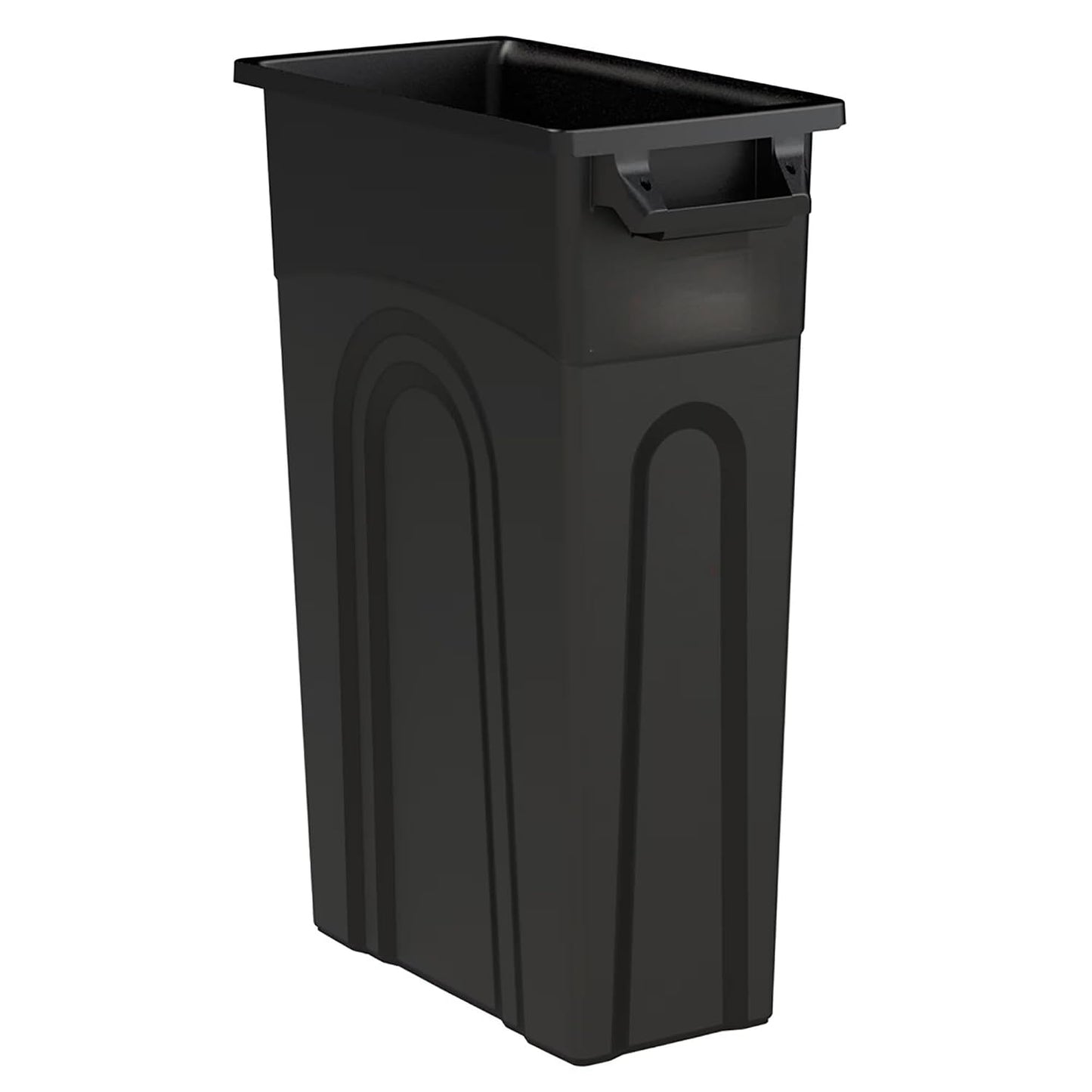 23 Gallon Heavy Duty Narrow Tall Plastic Garbage Container – Black, Space-Saving, Easy Bag Removal, 46lb Capacity