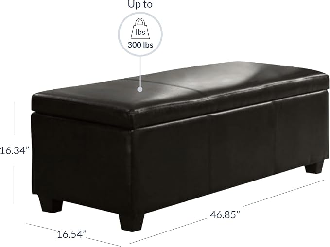 BELLEZE Storage Faux Leather Ottoman, 47 Inch Bench Bedroom Bench - Image 10