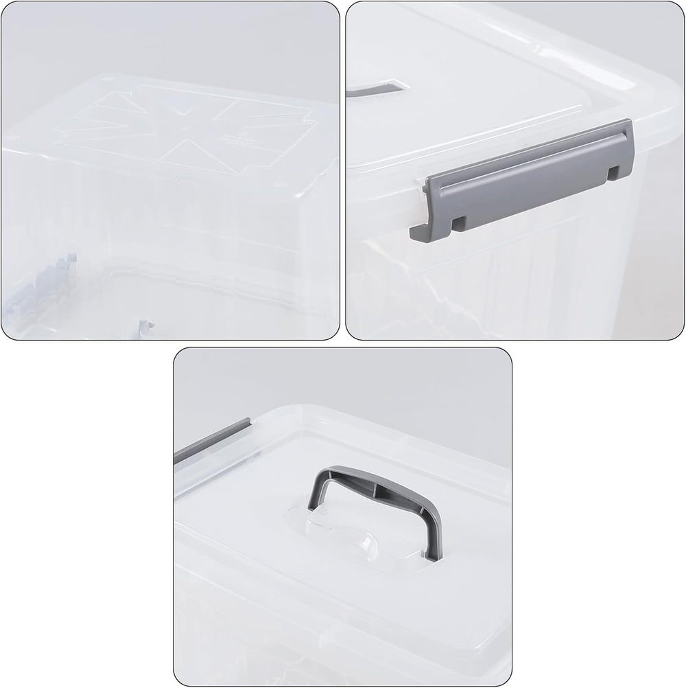 6-Pack 10 Quart Clear Latching Bin with Handle, Plastic Storage Box