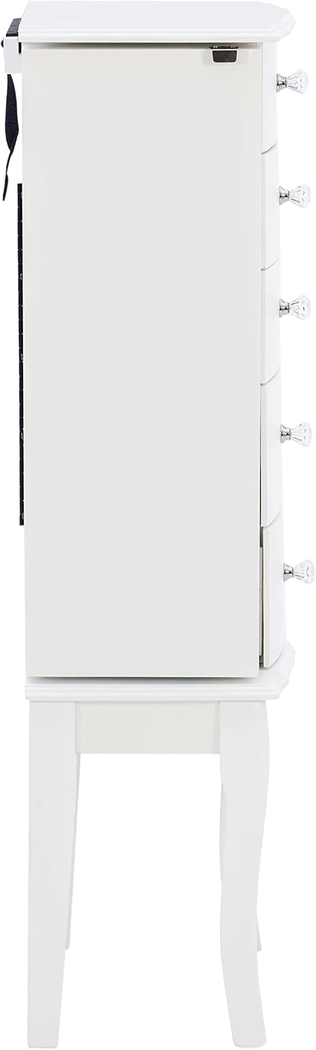 Powell Furniture Jewelry Armoire, White, 13"x 9.375"x 35.5"