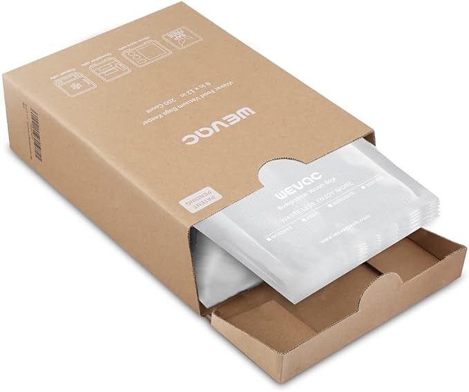 Wevac 8” x 12” 200 Count Food Vacuum Sealer Bags Keeper, PreCut Quart, BPA Free by Wevac