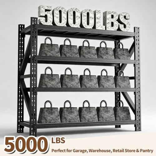 Heavy Duty Garage Shelving, Metal Storage Shelves, 5000 LBS
