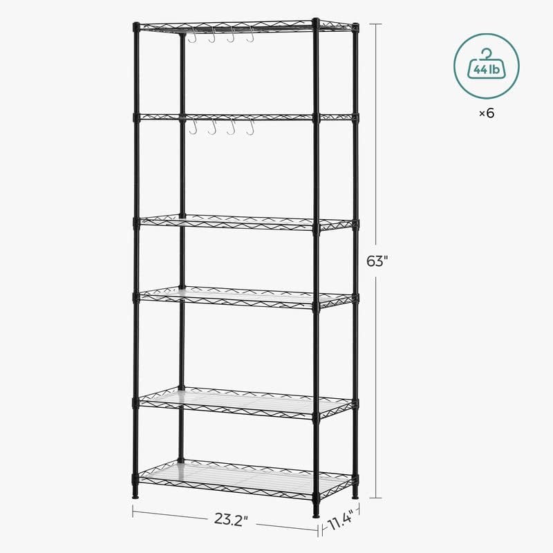 SONGMICS 6-Tier Storage Shelves, Adjustable Wire Shelving Unit