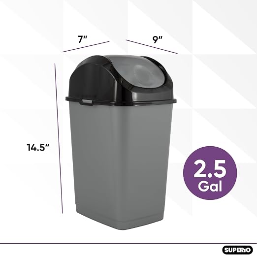 Superio Small 2.5 Gallon Plastic Trash Can - Image 2