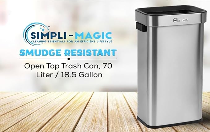 Simpli-Magic 18.5 Gallon Open Top Trash Can – Rectangular Commercial Trash Can - Image 2