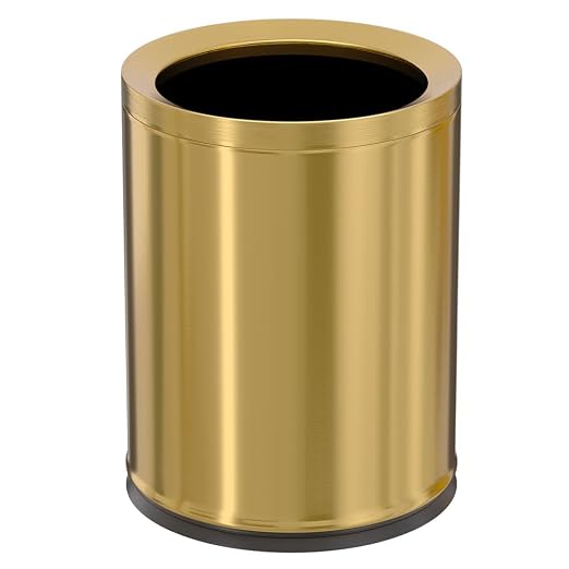 12L/3Gal Antique Brass Bathroom Trash Can, Brushed Brass Garbage can, Small by LEASYLIFE