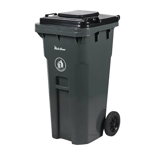 32 Gallon Trash Can with Wheels Outdoor Trash Can with Lid and Wheels by PlasticPrince