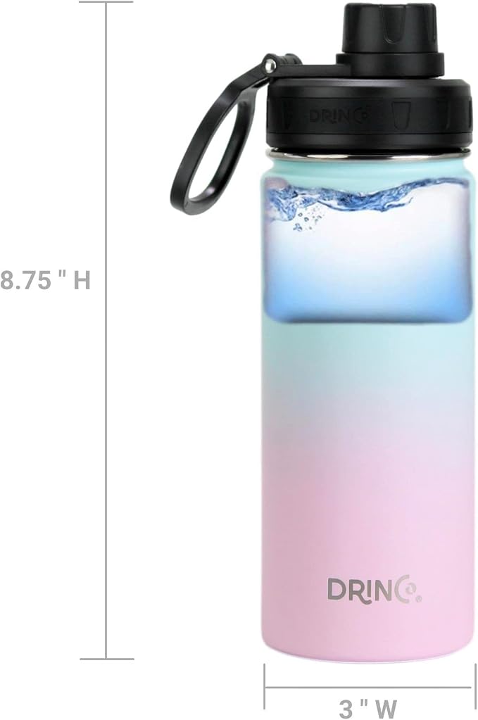 DRINCO Stainless Steel Water Bottle Spout Lid Vacuum Insulated Double Wall - Image 6