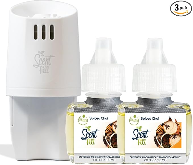 Scent Fill Spiced Chai Plug in Air Freshener, Scented Oil Refills, 2 Refills + by ScentFill