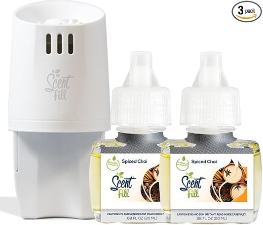 Scent Fill Spiced Chai Plug in Air Freshener, Scented Oil Refills, 2 Refills + by ScentFill