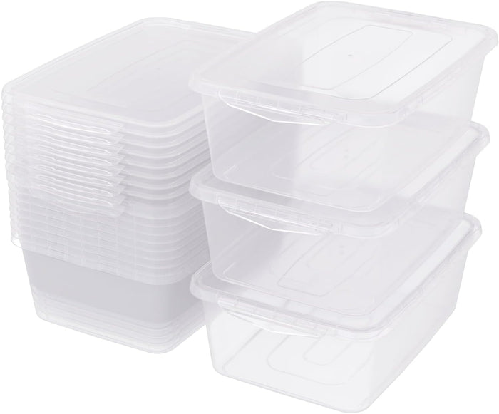 12 Packs Clear Storage Latching Boxes, 16 Quart Plastic Storage Latching Bin with Lid