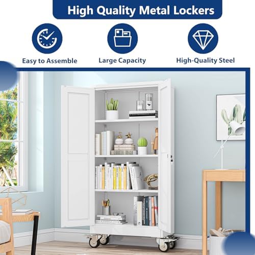 Ckzbx Metal Garage Storage Cabinet with Locking Doors and Adjustable Shelves,...