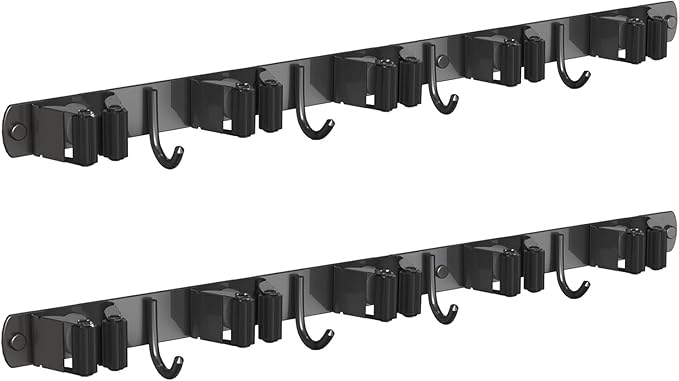 2 Pack Mop and Broom Holder Wall Mount, Non-slip Broom Hanger Wall Mount by CUXIXA