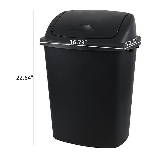 10 Gallon / 40 L Swing Lid Kitchen Trash Can, Classroom Garbage Bins, Plastic - Image 2
