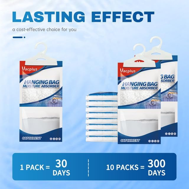 Vacplus Moisture Absorbers Packets, Fragrance Free 10 Pack, Humidity Packs - Image 3