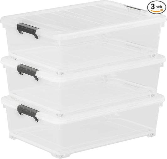 25 Quart Clear Plastic Latch Storage Box by Buyitt