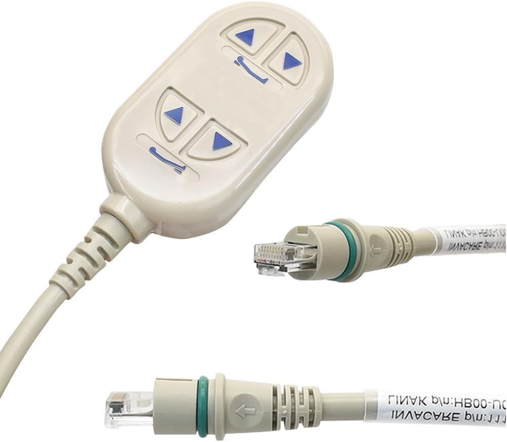 1115288 Bed Remote Controller for Invacare 5310IVC Semi Electric Homecare Bed, Replacement for Invacare 5310IVC Full Electric Homecare, Inclusion 6 Way 10-Pin Phone Style Connector, 2 Years Warranty