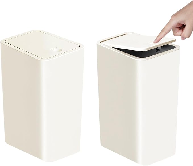 TIPGO Bathroom Trash Can with Lid, 10 Liter/ 2.6 Gallon Slim Garbage Can by TIPGO