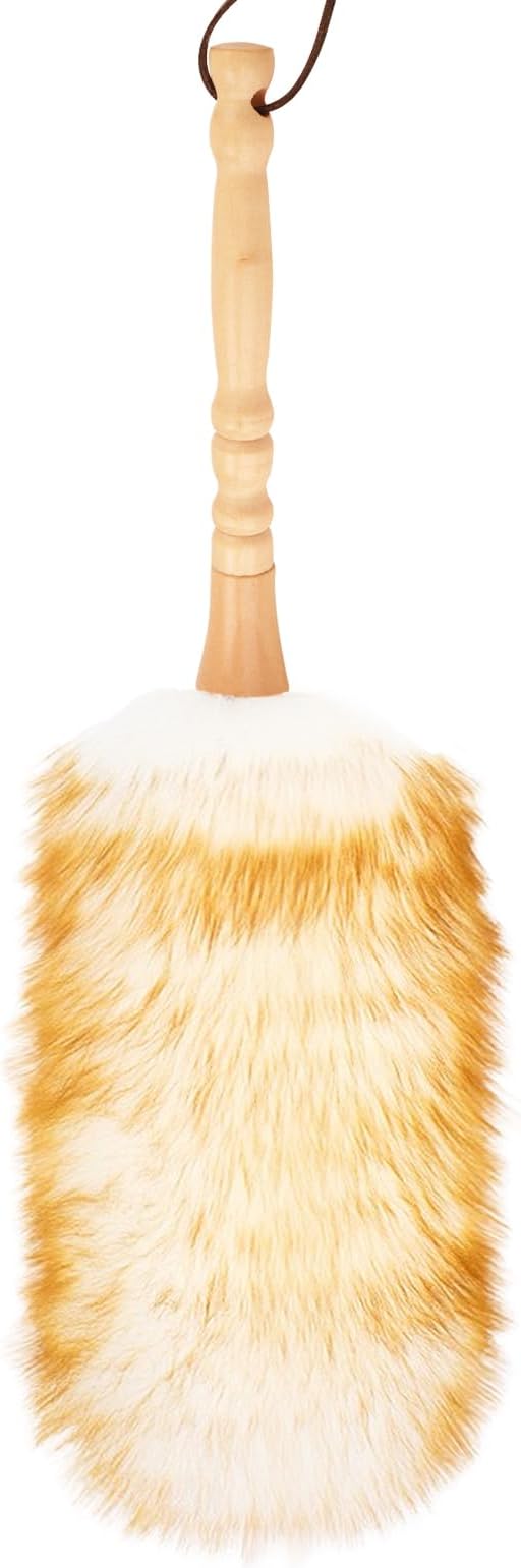 Lambswool Duster with Solid Wooden Handle, Leather Hang Strap, Comfortable by FeelFunFeather