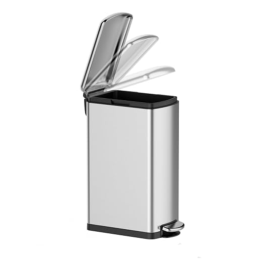 30 L Kitchen Step Trash Can, 8 Gallon Narrow Stainless Steel Waste Bin - Image 2