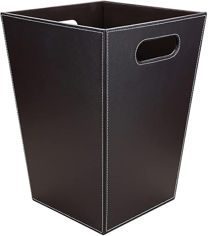 KINGFOM Classic Pu Leather Trash Can Wastebasket, Garbage Container Bin by KingfomLeatherHomeOfficeDecor
