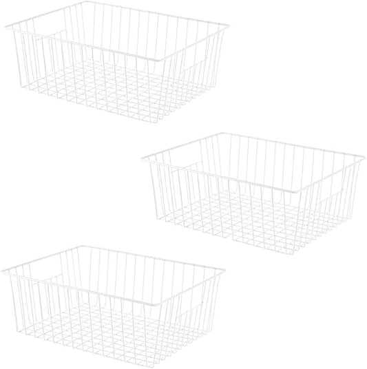 16" L x 12" W Wider Freezer Storage Organizer Baskets Container, Metal Wire by Y.Z.Bros