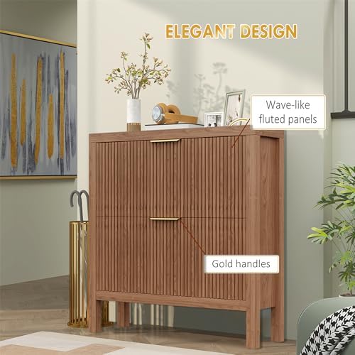 Modern 4-Tier Flip Drawer Shoe Cabinet, Freestanding Hidden Slim Narrow Shoe ...