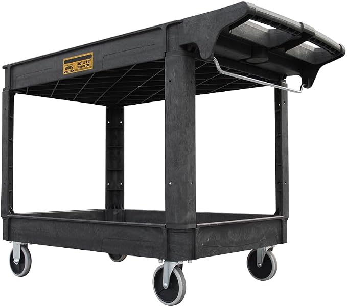 Utility Service Cart, 2-Shelf 500LBS Heavy Duty Plastic Rolling Utility Cart - Image 9