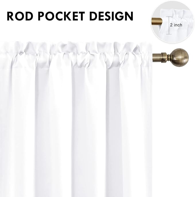 DWCN White Curtains for Living Room Thermal Insulated, 50% Light Blocking - Image 3