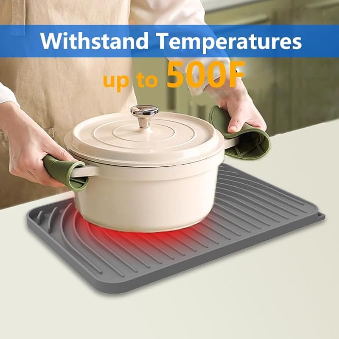 Dish Drying Matt for Kitchen Counter, 14.6"×11"Silicone Dry Rack Mat - Image 6