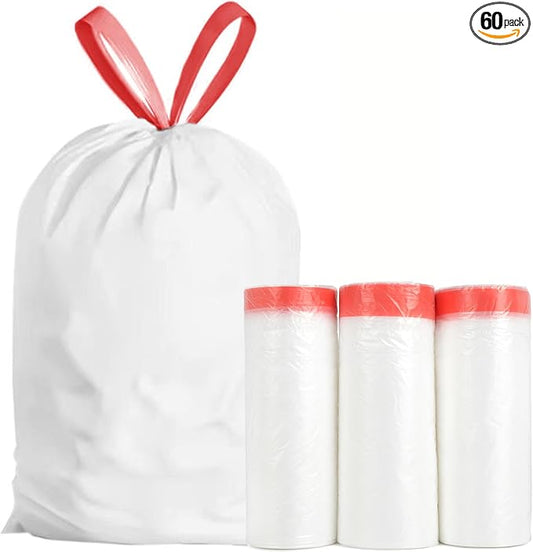 Ultra Thick Heavy Duty Plastic 16-18 Gallon Drawstring Trash Bags White Leak by goodfinely