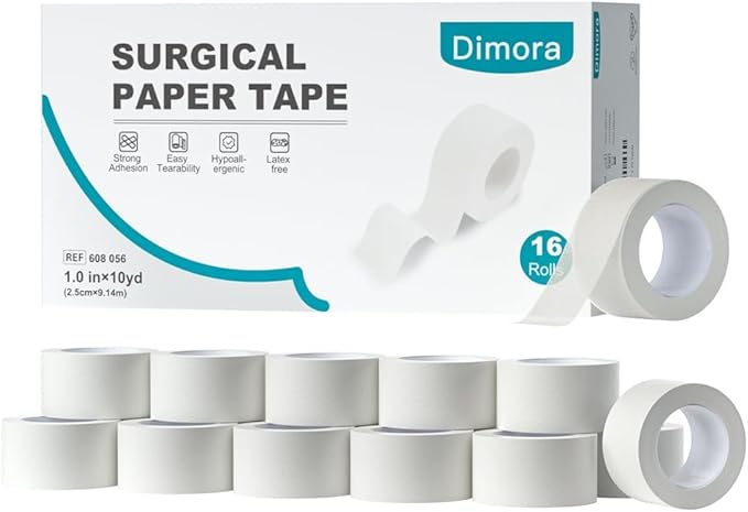 Dimora Paper Medical Tape 16 Rolls- Hypoallergenic White Surgical Tape by Dimora