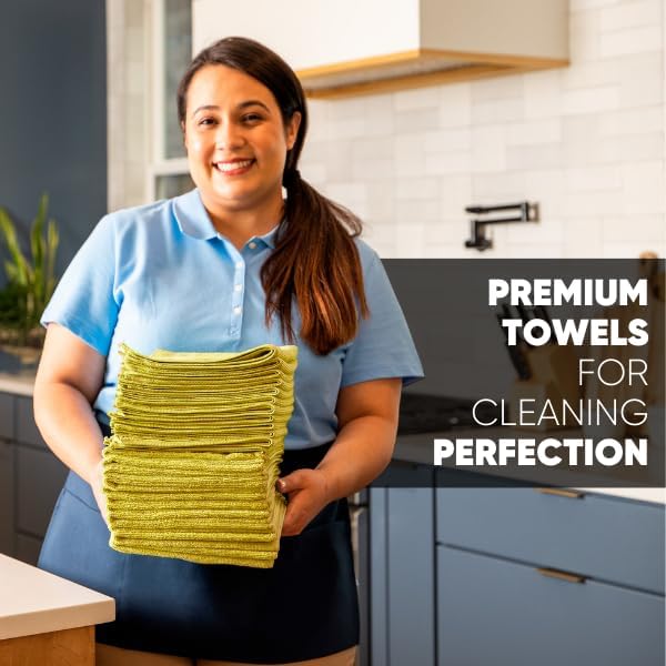 MW Pro Microfiber Cleaning Cloth | Yellow | Size 16" x 16" | All Purpose - Image 3