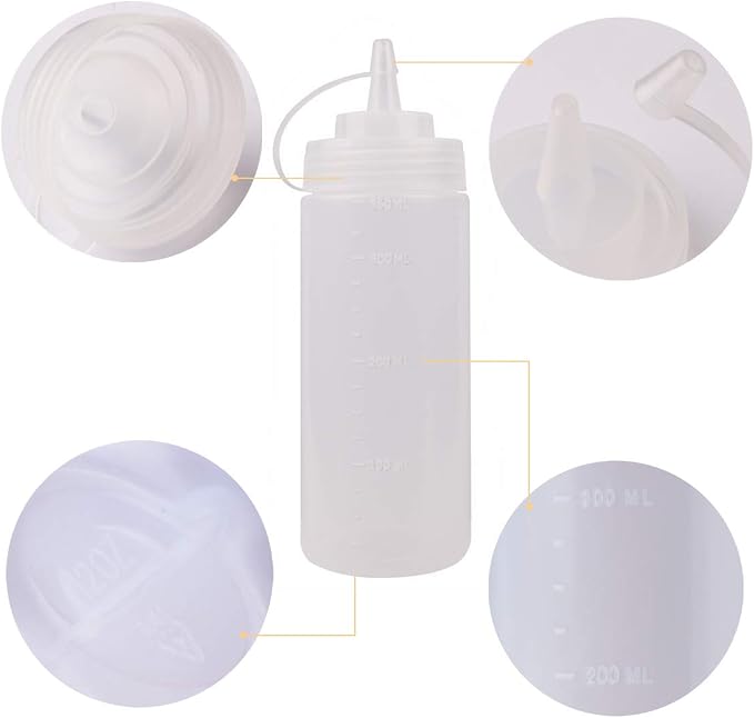 Squeeze Bottles for Sauces 2 Pack, Ketchup Bottle 12 Ounce Plastic Dressing - Image 3