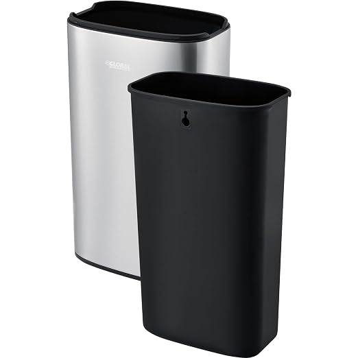 Global Industrial 8 Gallon Stainless Steel Slim Open Top Receptacle - Image 2