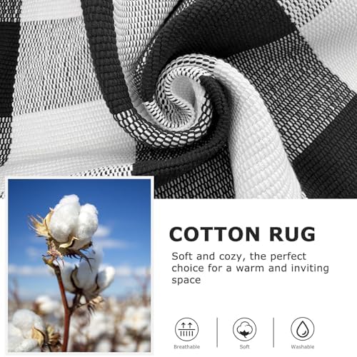 4x6 Buffalo Plaid Outdoor Rug, Washable Front Porch, Black White | Woven cotton checkered outdoor rug for porches and entryways, black and white washable decor for indoor outdoor use