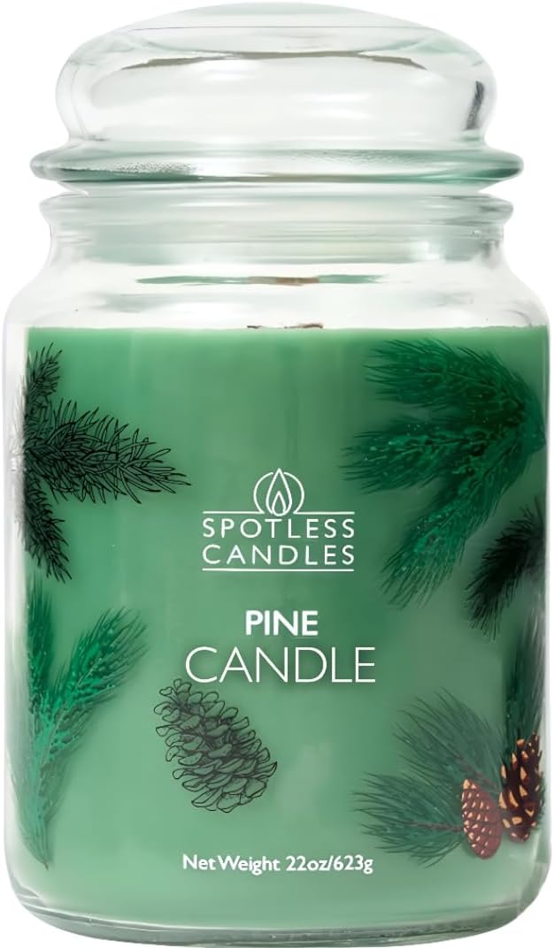 Pine Candle - Large 22oz Glass Jar - Decorated Jar Within a Presentation Gift by SpotlessLeopard