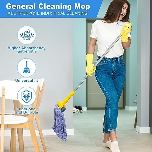 Pack of 6 Heavy Duty Commercial Looped End Cotton Mop, String Cotton Mop Refill - Image 3