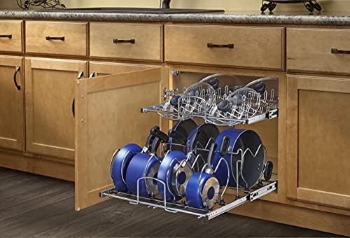 Rev-A-Shelf Two-Tier Steel Wire Pullout Cookware Cabinet Organizer w/Soft-Close