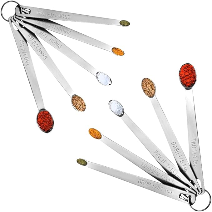 2 Pack Teaspoon Measuring Spoons, 1/4 tsp, 1/8 tsp, 1/16 tsp, 1/32 tsp by YUNNKEEY