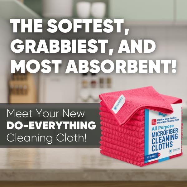 12" x 12" MW Pro Multi-Surface Microfiber Cleaning Cloths | Red - Image 2