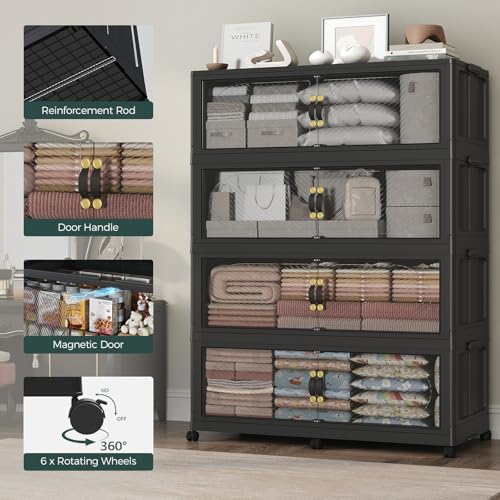 1600QT Extra Large Stackable Storage Bins with Lid, 400Gal Plastic Closet Org...