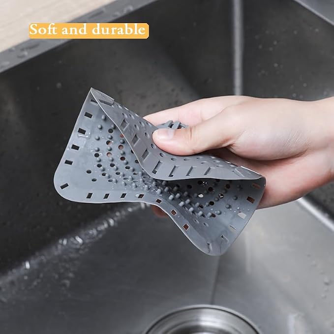 Drain Hair Catcher, Bathtub Drain Protecto 2 PCS （Gray Square） - Image 2
