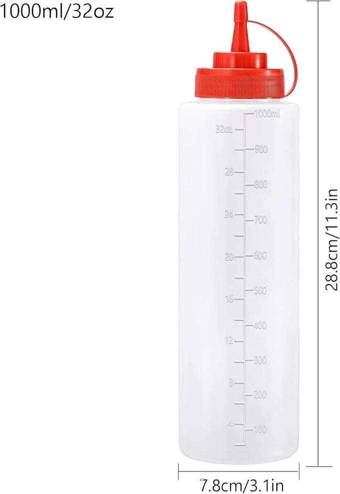 Condiment Squeeze Bottles Ketchup Dispenser, 2 Pack 32oz Squeeze Bottles - Image 2
