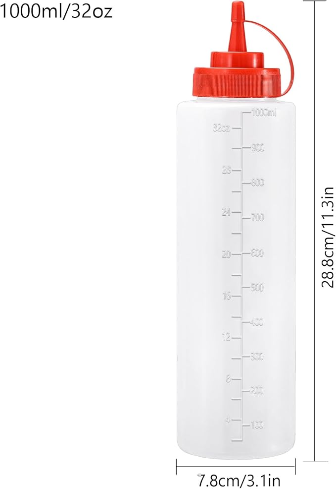 Condiment Squeeze Bottles Ketchup Dispenser, 6 Pack 32oz Squeeze Bottles - Image 2