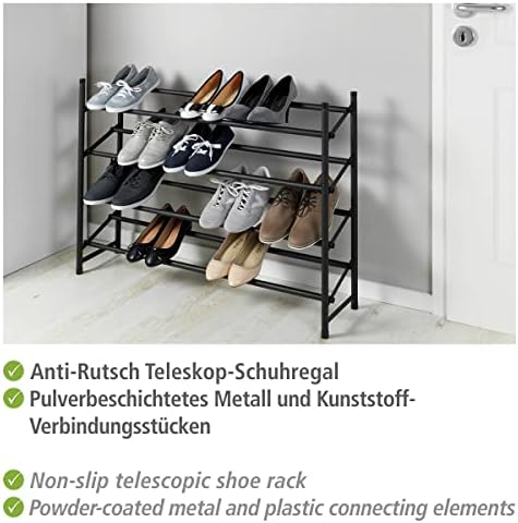 WENKO Anti-Slip Shoe Rack Hero Extendable Shoe Storage for 24 Pairs of Shoes,...