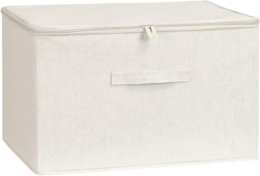 [3 Pack] Beige Cotton Linen Collapsible Storage Bins for Home Organization, W...