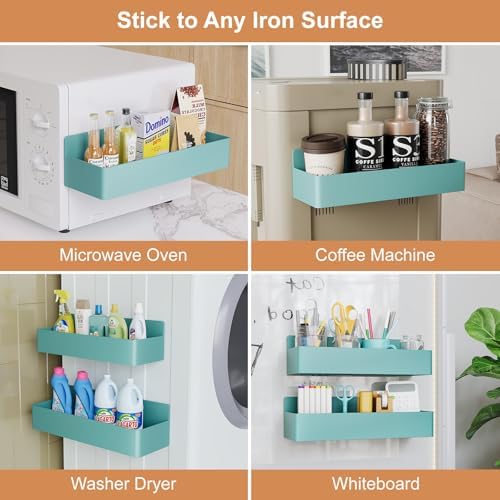 Mystozer Magnetic Spice Rack for Refrigerator, Kitchen Organizer and Storage Shelf, Blue(2 Pack)