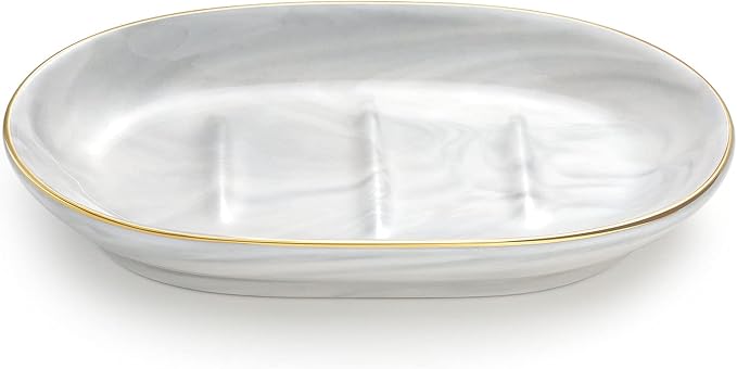 Luxspire Soap Dish Holder, Ceramic Marble Soap Tray Bar Soap Holder by Luxspire